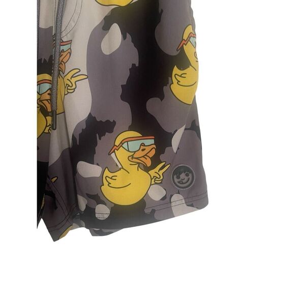 Neff Men Black Gray Yellow Duck Sunglasses Swim Trunks Stretch Boardshort Medium - Picture 3 of 9